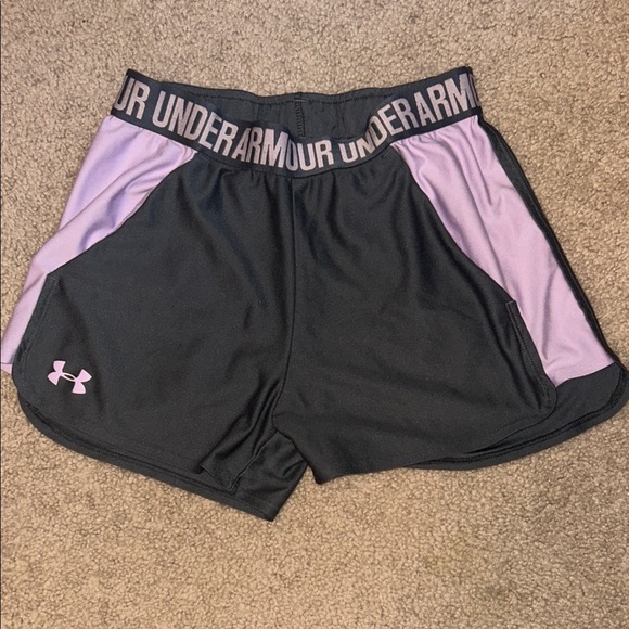 Under Armour Women's Black and Purple Athletic Shorts - Picture 1 of 2